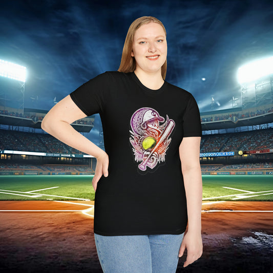 Softball Tribal design Unisex Softstyle T-Shirt