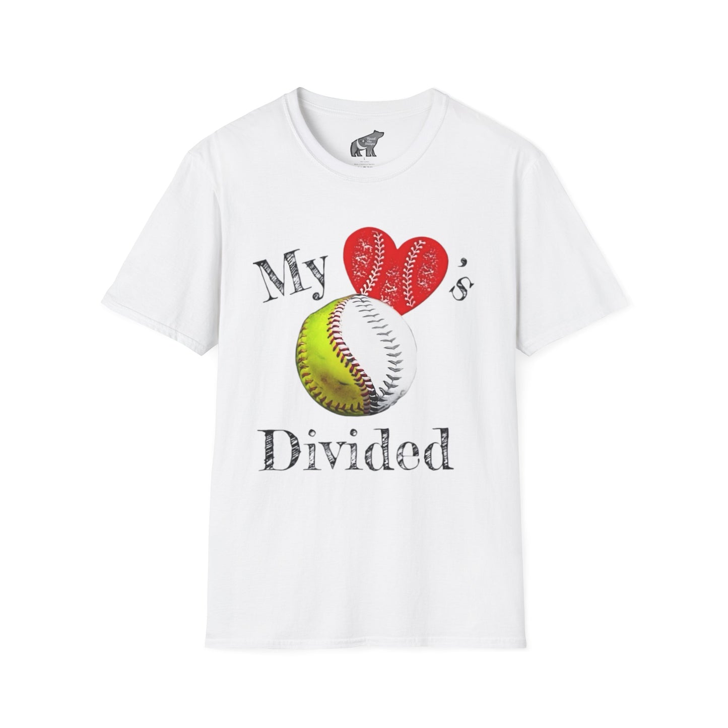 Heart divided Baseball / Softball Unisex Softstyle T-Shirt