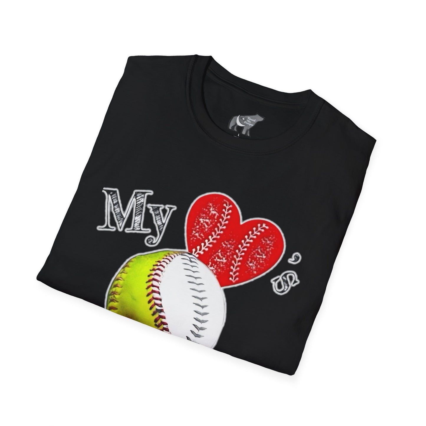 Heart divided Baseball / Softball Unisex Softstyle T-Shirt