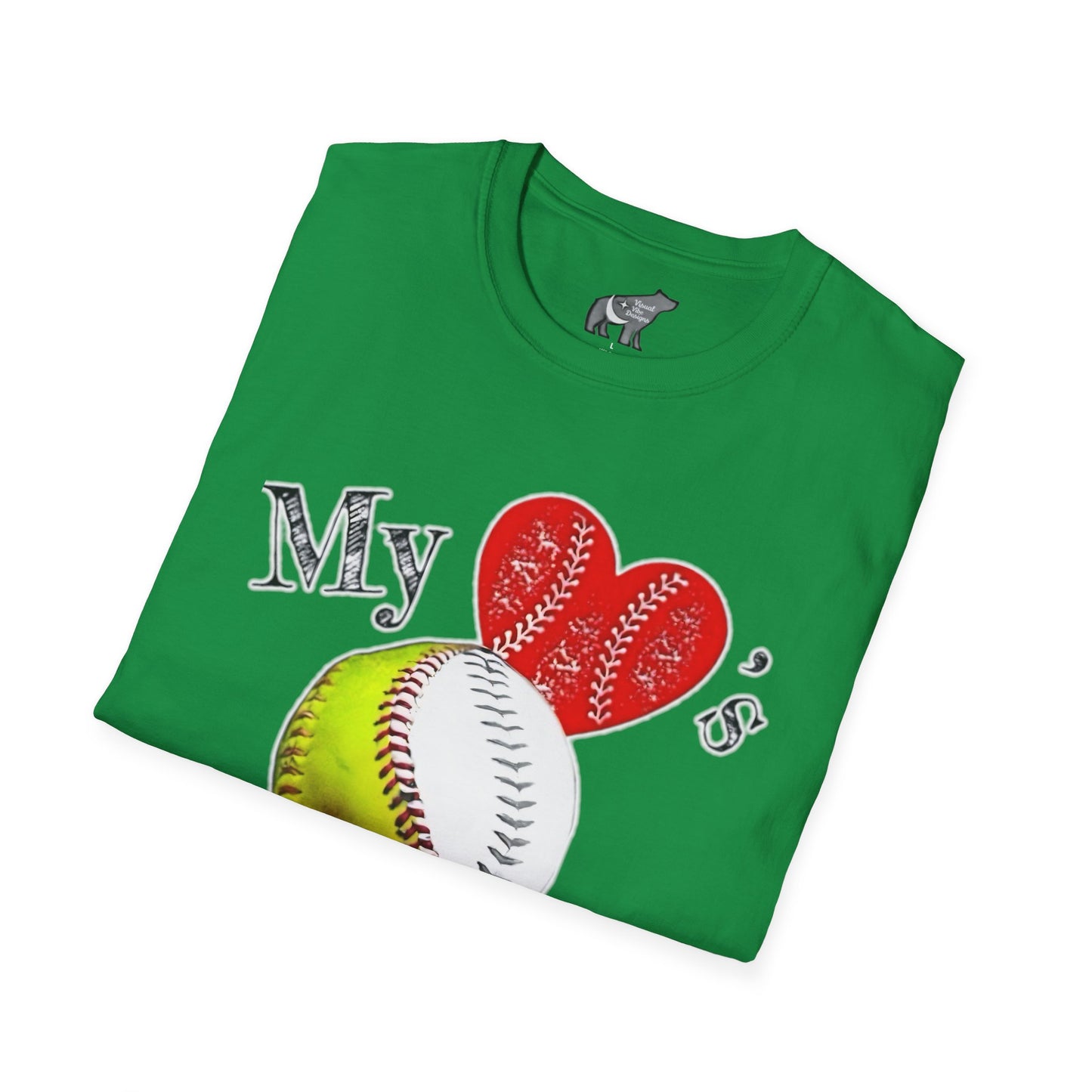 Heart divided Baseball / Softball Unisex Softstyle T-Shirt