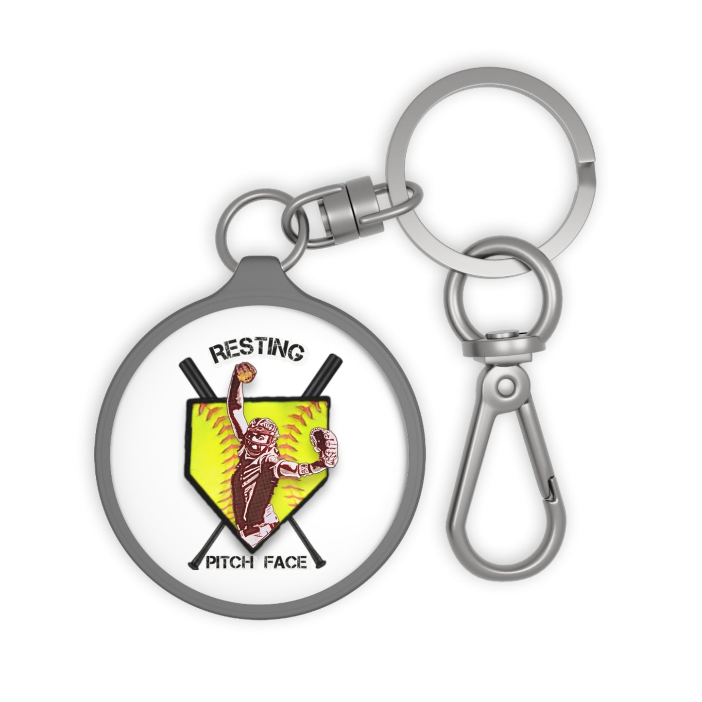 Resting "Pitch" Face a fun play on words that gives a nod of support to those incredible athletes - pitchers, Keyring Tag