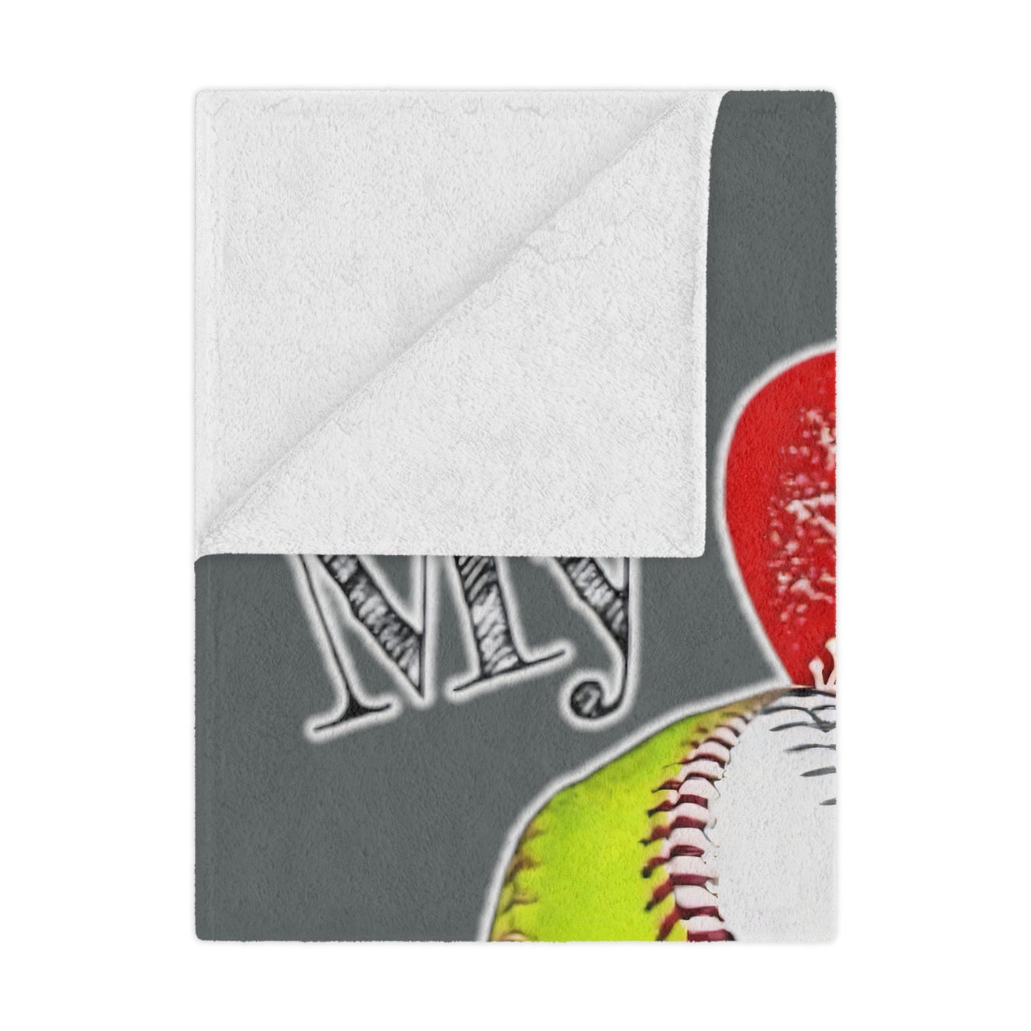 My Hearts Divided Baseball / Softball Design Minky Blanket