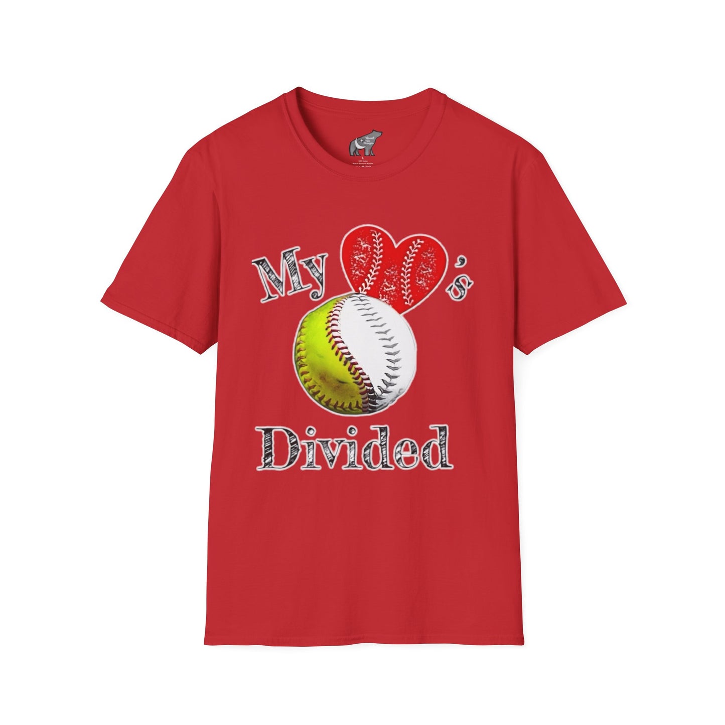 Heart divided Baseball / Softball Unisex Softstyle T-Shirt