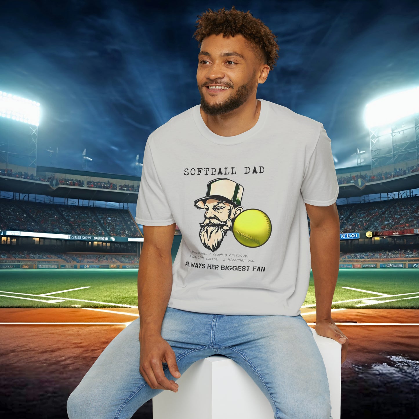 Softball Dad, Unisex Softstyle T-Shirt