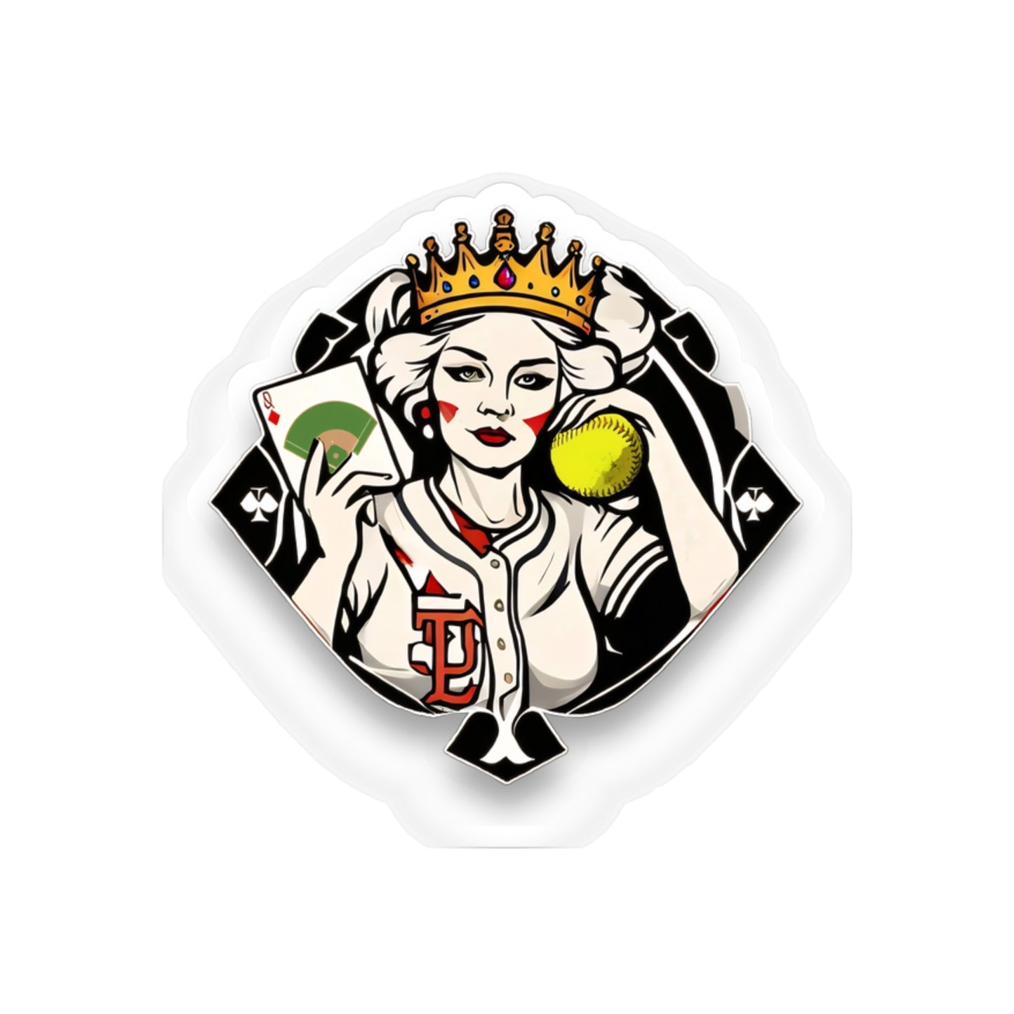 Queen of the Diamond Design, Transparent Outdoor Stickers, Die-Cut, 1pcs