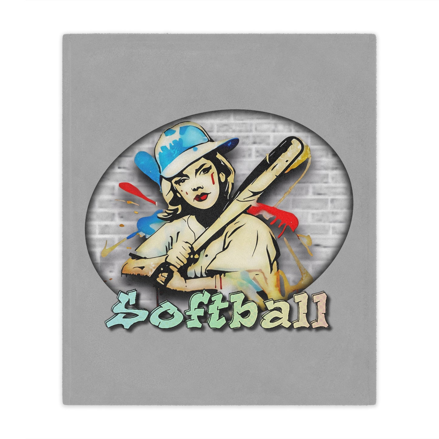 Graffiti  Softball Design Minky Blanket