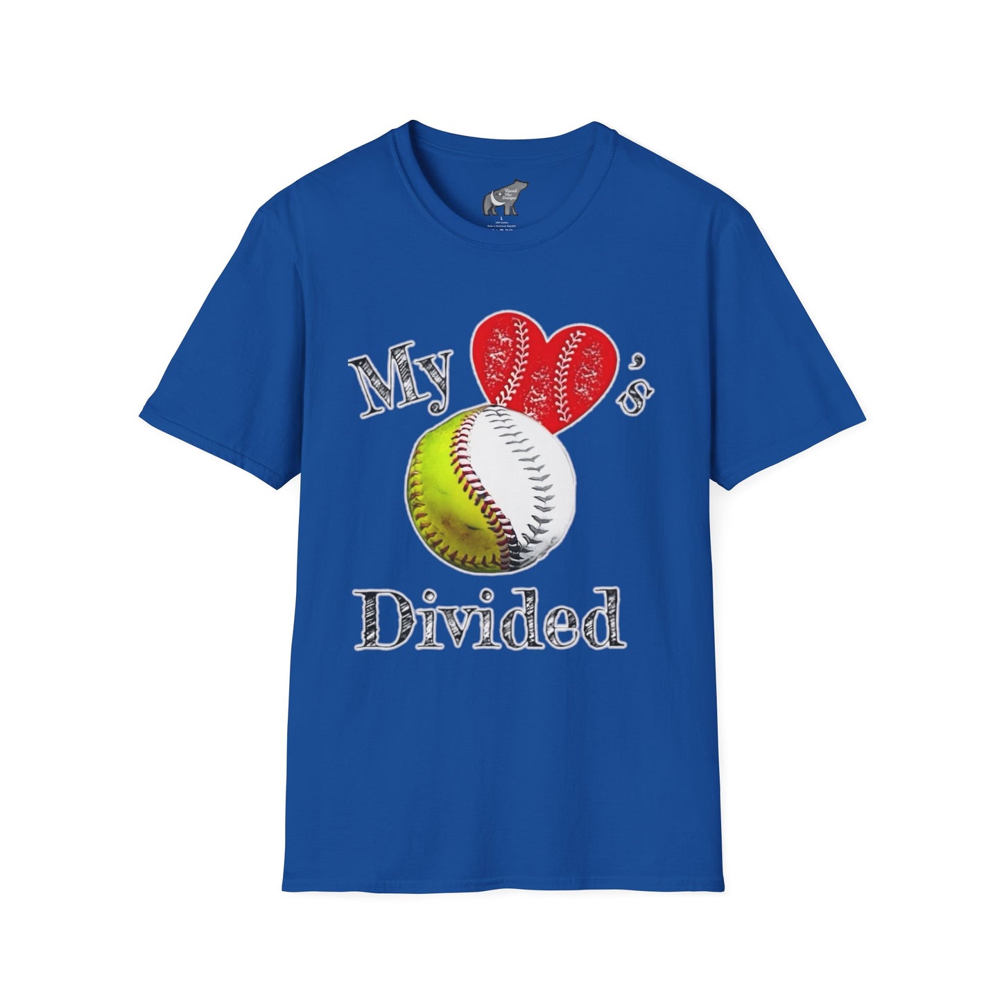 Heart divided Baseball / Softball Unisex Softstyle T-Shirt