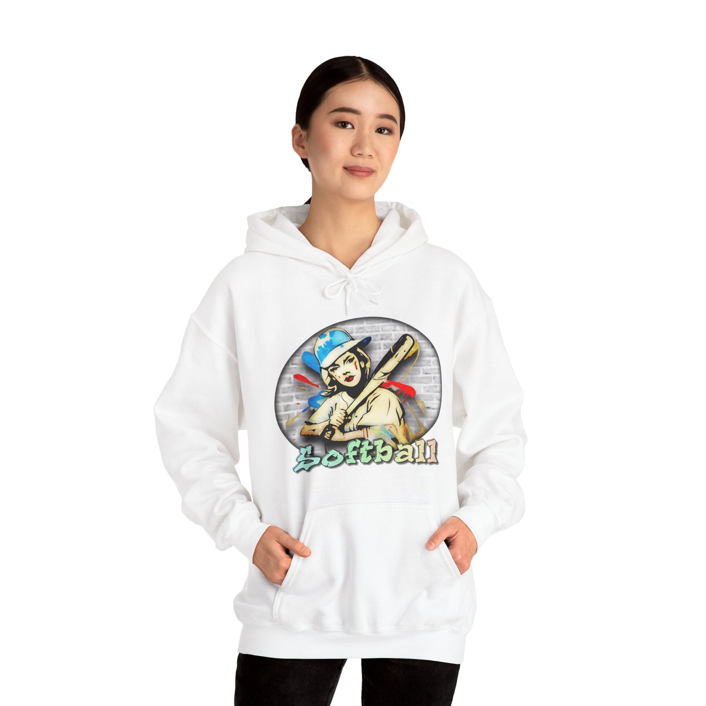 Graffiti Softball, Unisex Heavy Blend™ Hooded Sweatshirt