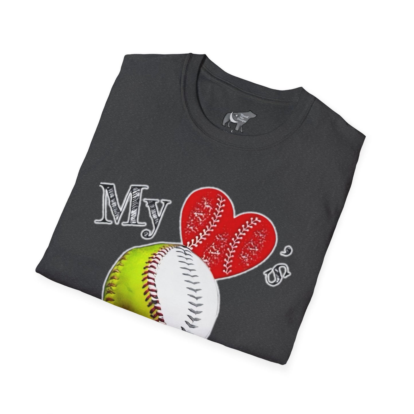 Heart divided Baseball / Softball Unisex Softstyle T-Shirt