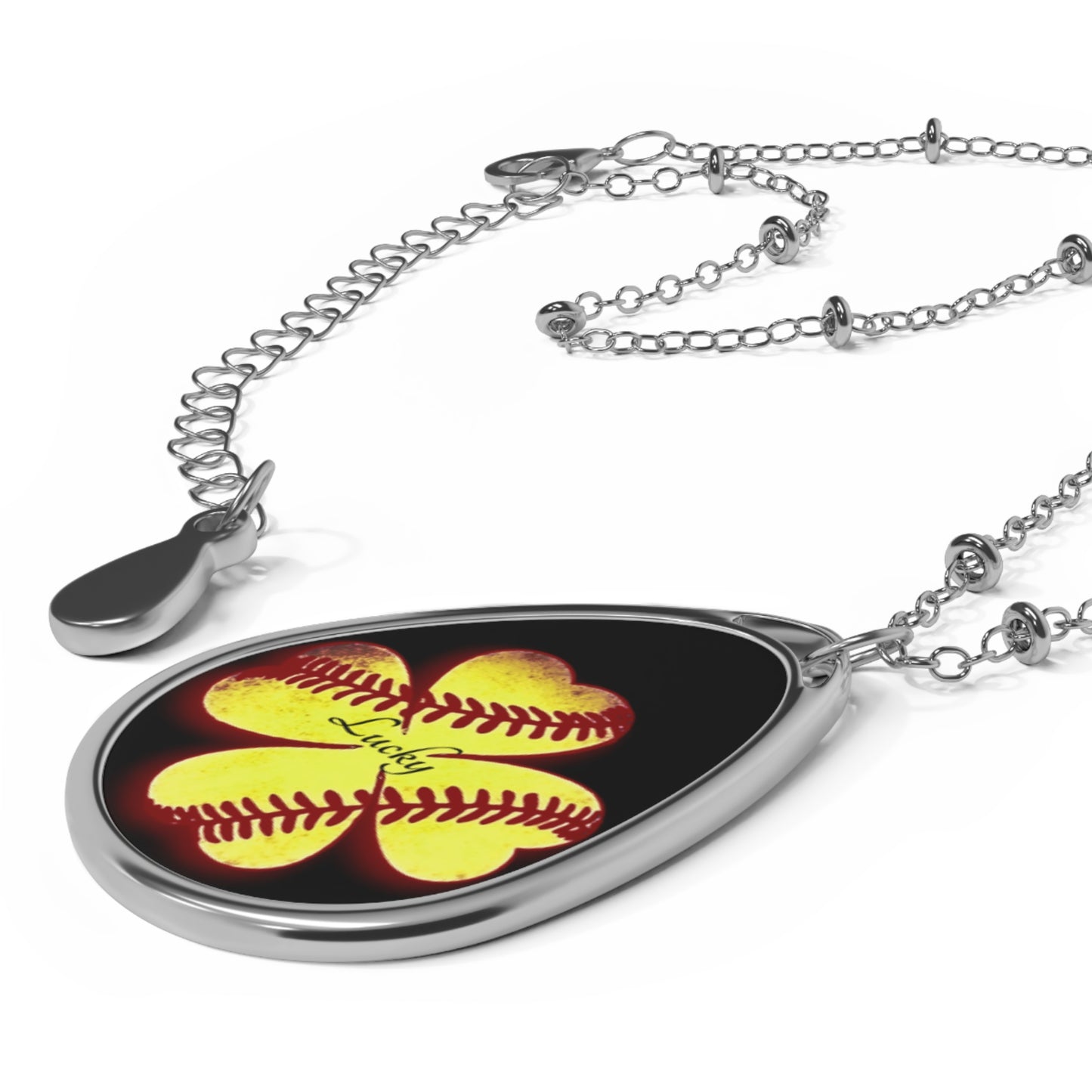 Softball Luck Oval Necklace