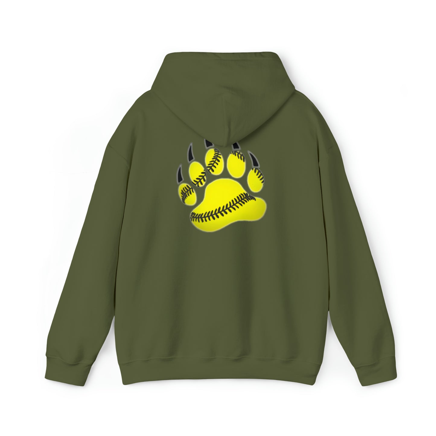 Visual Vibe Bear Paw Softball, Unisex Heavy Blend™ Hooded Sweatshirt