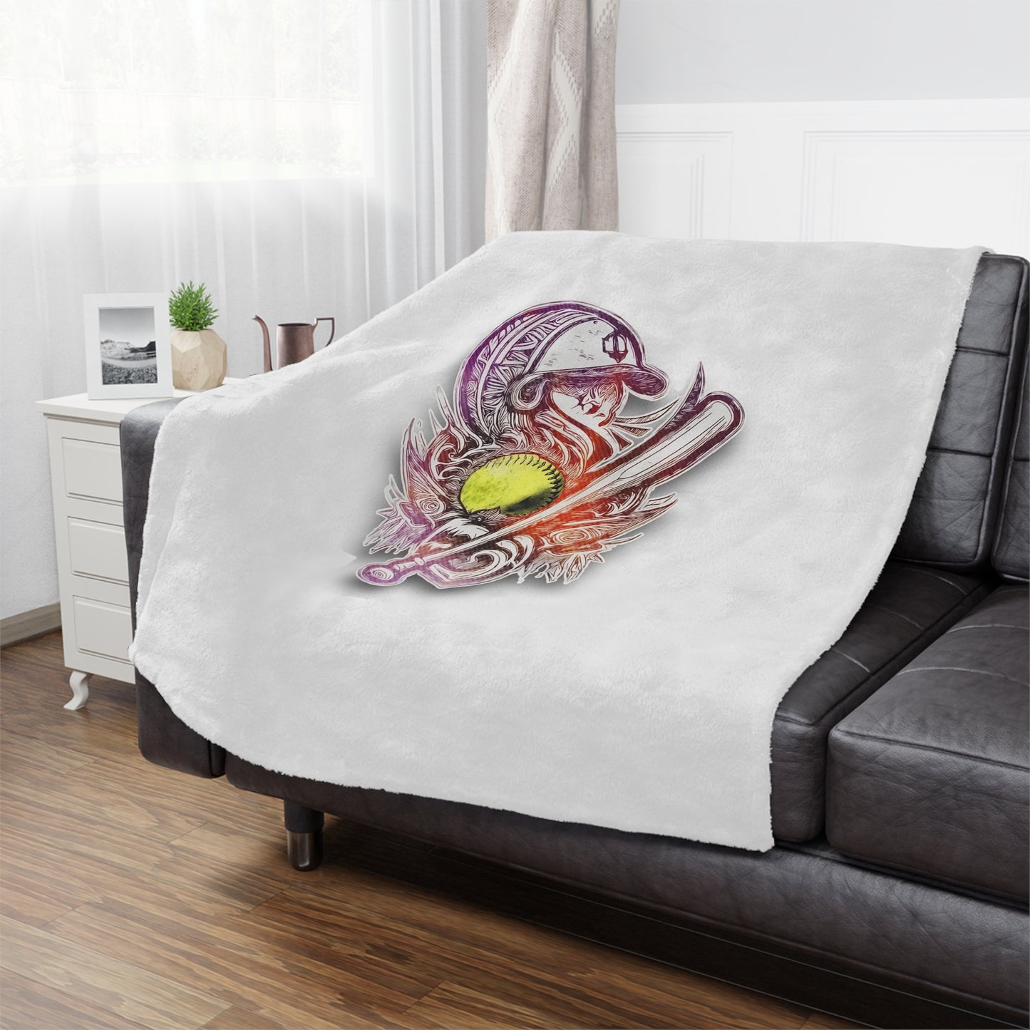 Softball Tribal Design Minky Blanket