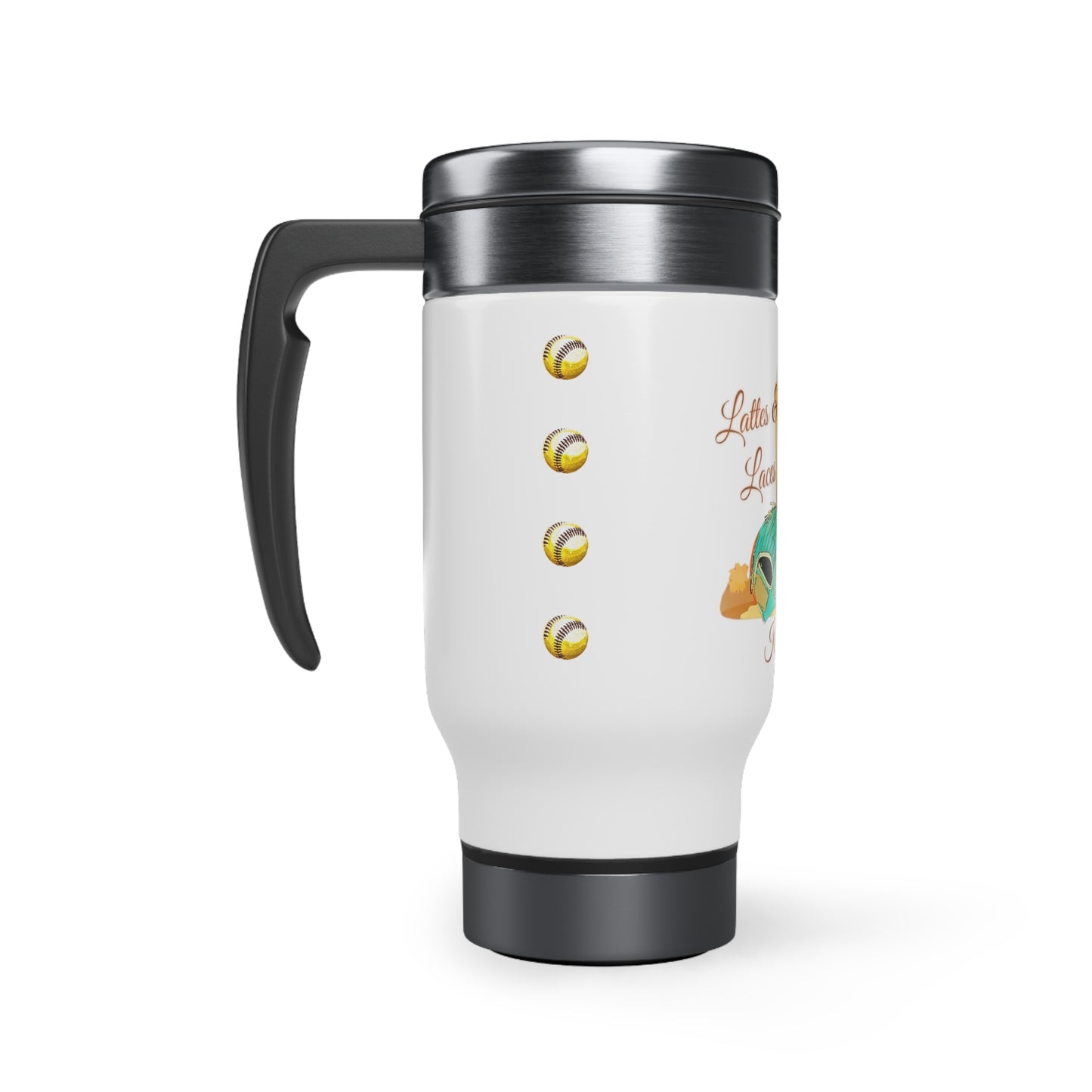 Lattes & Laces Kinda Girl Softball Fall Coffee Stainless Steel Travel Mug with Handle, 14oz