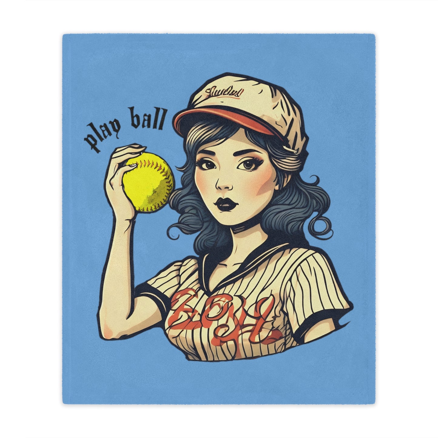 Old School Play ball  Softball Minky Blanket