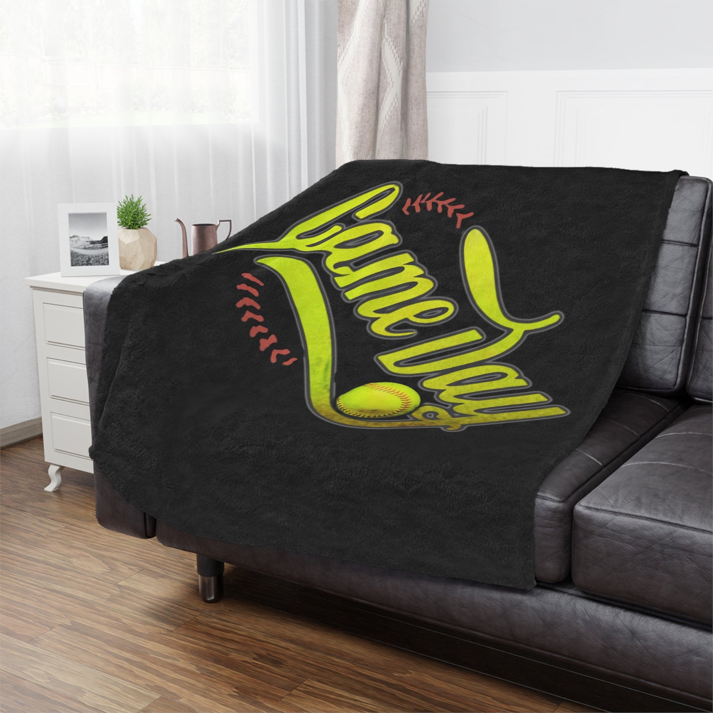 Game Day Softball Minky Blanket