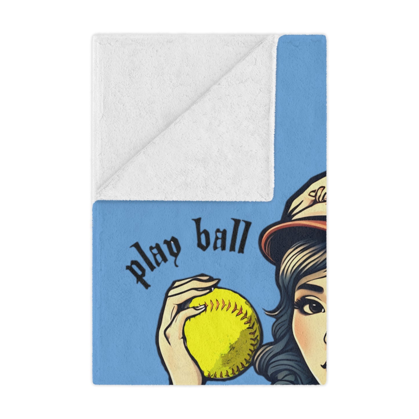 Old School Play ball  Softball Minky Blanket