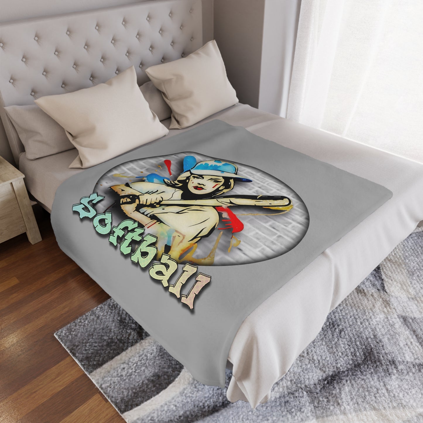 Graffiti  Softball Design Minky Blanket