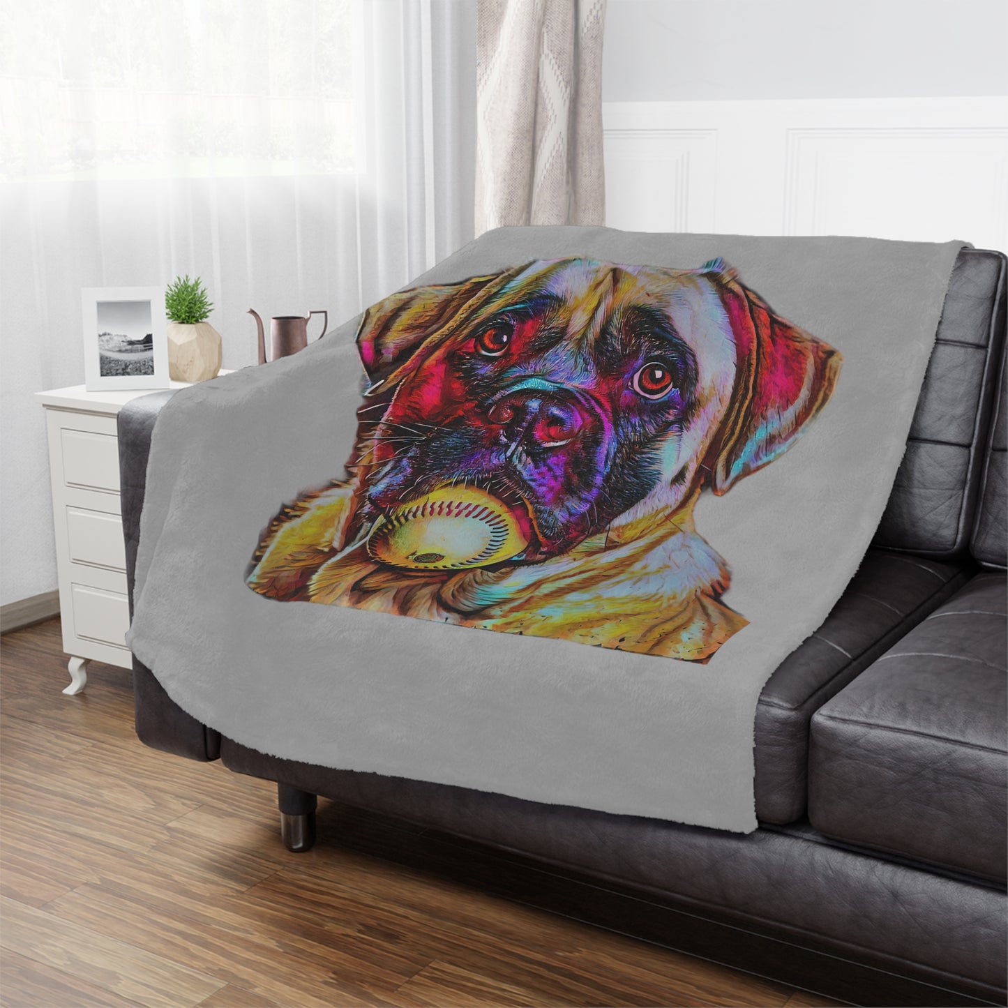 Mastiff softball minky blanket