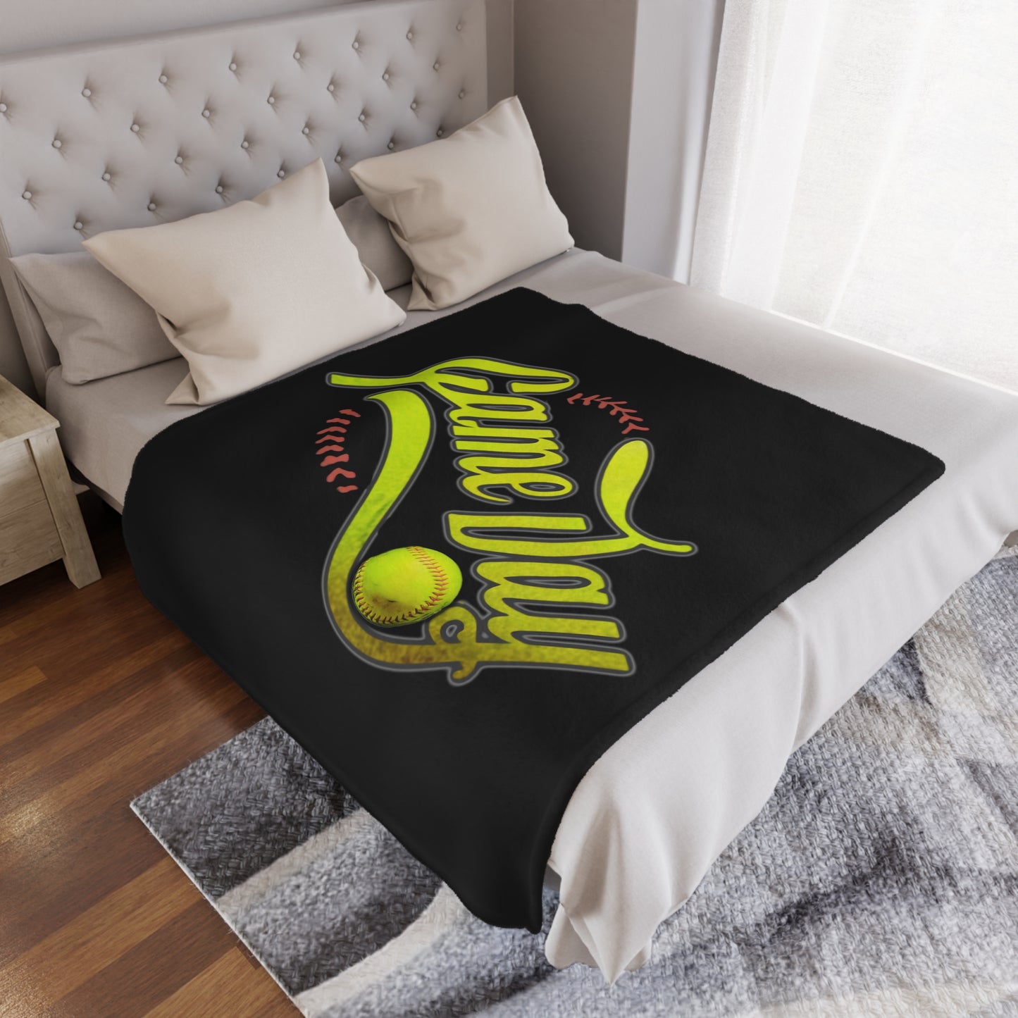 Game Day Softball Minky Blanket